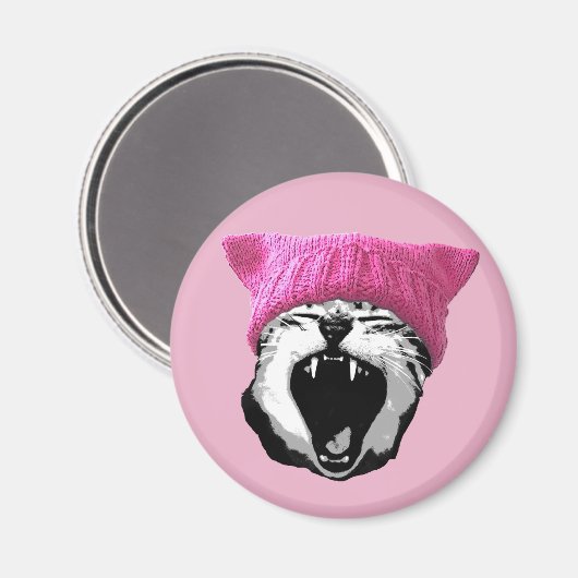 Pussy-hat Magnet – 円形 マグネット (正面/裏面)