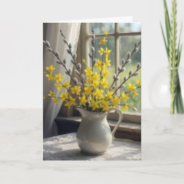 Pussy Willow and Forsythia Bouquet カード