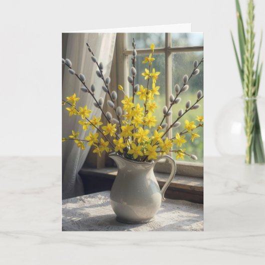 Pussy Willow and Forsythia Bouquet カード (正面)