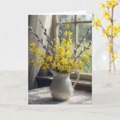 Pussy Willow and Forsythia Bouquet カード (黄色い花)