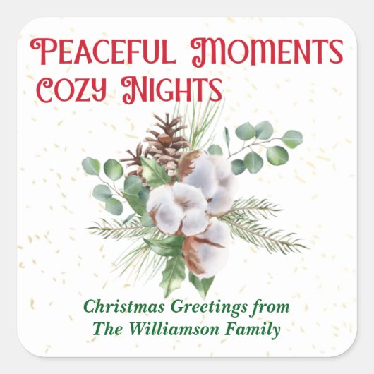 Pussy Willow Catkin Bouquet Christmas スクエアシール (正面)