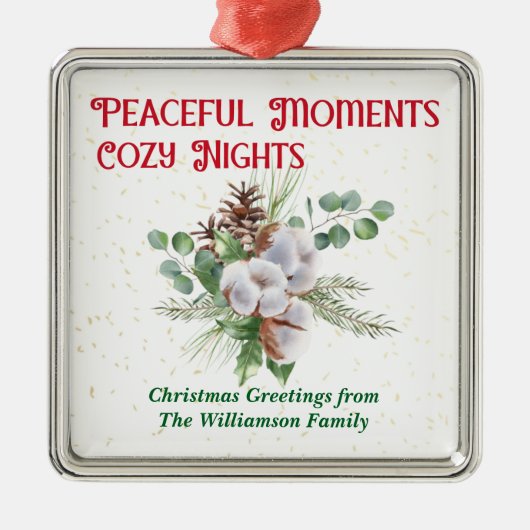 Pussy Willow Catkin Bouquet Christmas メタルオーナメント (正面)