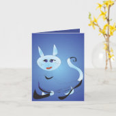 Pussycat I Love You Cartoon Notecard カード (黄色い花)