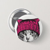 Pussyhatの猫ボタン-滞在扱いにくいPussyhat 缶バッジ (正面&裏面)