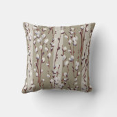 Pussywillowの小枝パターン|クリーム + タン クッション (裏面)