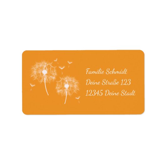Pusteblume - orange | romantischer ラベル (正面)