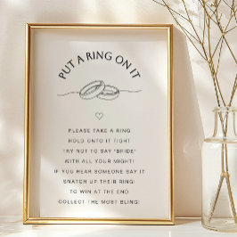 Put a Ring On It Game | Minimal Bridal Shower Sign ポスター