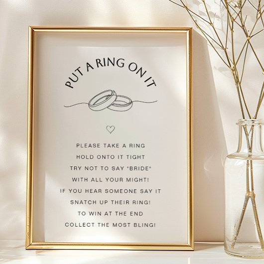Put a Ring On It Game | Minimal Bridal Shower Sign ポスター