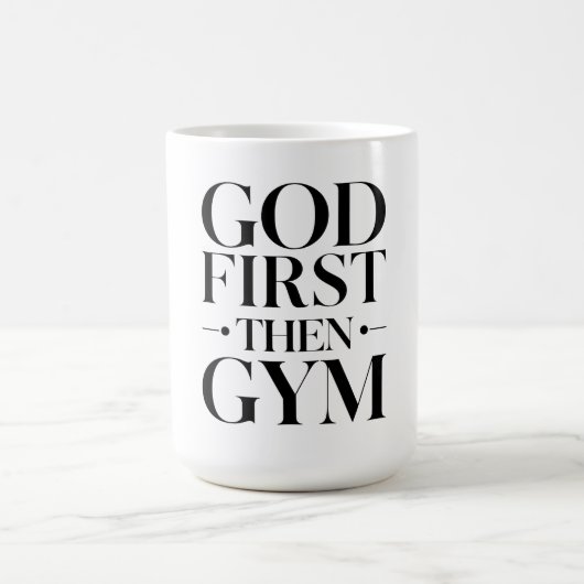 Put God first and everything else falls into place コーヒーマグカップ (中央)