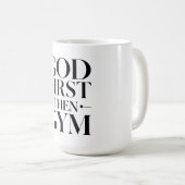 Put God first and everything else falls into place コーヒーマグカップ (正面右)
