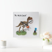 "Put Me in Coach" Dinosaur Art スクエア壁時計 (ホーム)