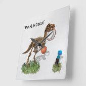 "Put Me in Coach" Dinosaur Art スクエア壁時計 (傾斜)