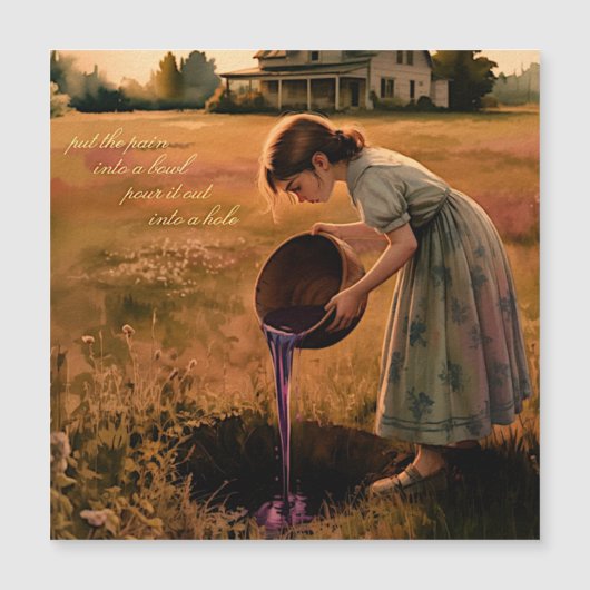 "Put the Pain into a Bowl" Square Magnet healing (正面)