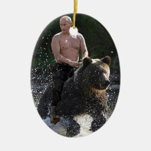 Putinはくまに乗ります! セラミックオーナメント