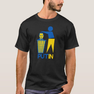 PutInゴミ箱ウクライナ国旗の色ユニセックスTシャツ Tシャツ