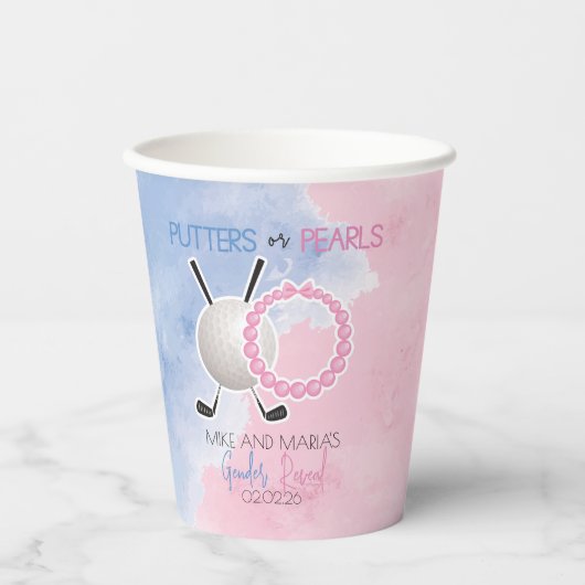 Putters or Pearls Gender Reveal Party 紙コップ (正面)