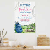 Putters or Pearls Gender Reveal Welcome Sign ポスター (キッチン)