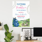 Putters or Pearls Gender Reveal Welcome Sign ポスター (ホームオフィス)