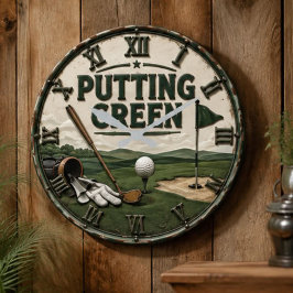 Putting Green Vintage Golf Funny Golfer Gift ラージ壁時計