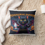 Puurrrlloween – Gato Vampiro Halloween Divertido クッション (ブランケット)