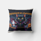 Puurrrlloween – Gato Vampiro Halloween Divertido クッション (裏面)