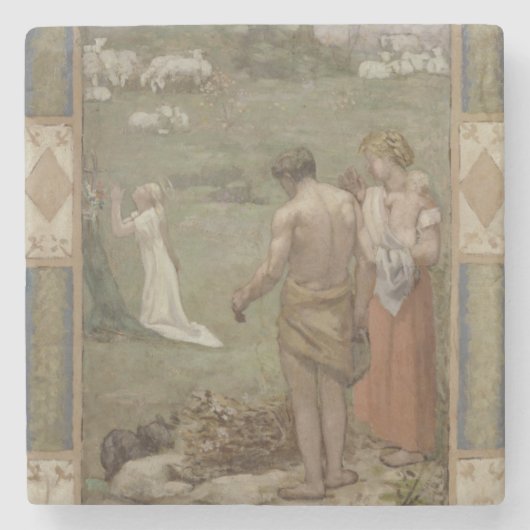 Puvis著祈りの言葉の子供として聖者Genevieve ストーンコースター (正面)