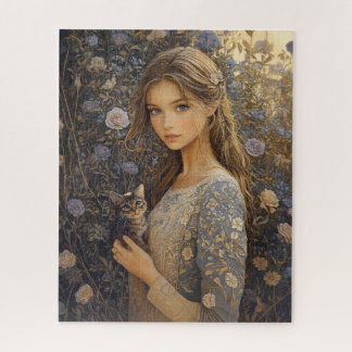 Puzzle 500 Pièces - Jeune fille et son chat ジグソーパズル