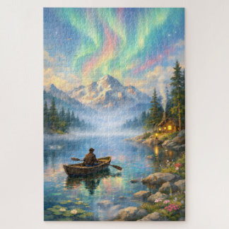 Puzzle - Aurores boréales au lac  ジグソーパズル