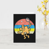 Puzzle Badminton Player Autism Awareness Autistic  カード (黄色い花)