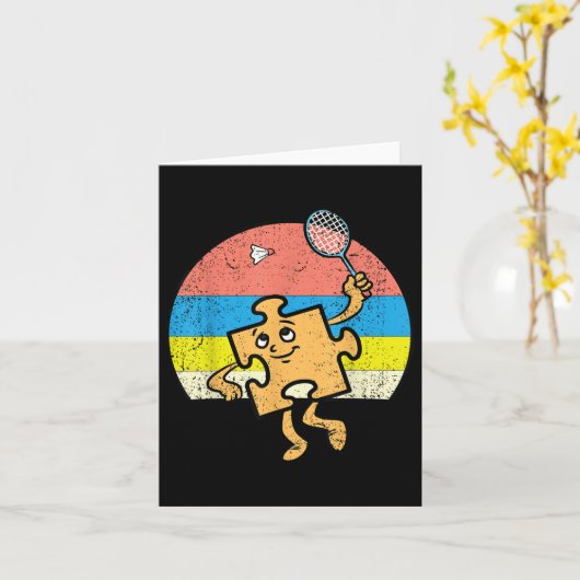 Puzzle Badminton Player Autism Awareness Autistic  カード (黄色い花)
