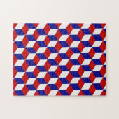 Puzzle - Block illusion in Red, White, and Blue ジグソーパズル (横)