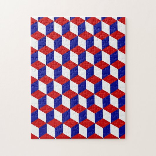 Puzzle - Block illusion in Red, White, and Blue ジグソーパズル (縦)