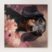 Puzzle Chien Fleur ジグソーパズル (横)