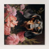 Puzzle Chien Fleur 3 ジグソーパズル (横)
