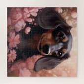 Puzzle Chien Fleur 8 ジグソーパズル (横)