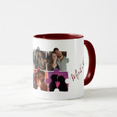 Puzzle Custom Photo Collage and Names Red マグカップ (正面右)