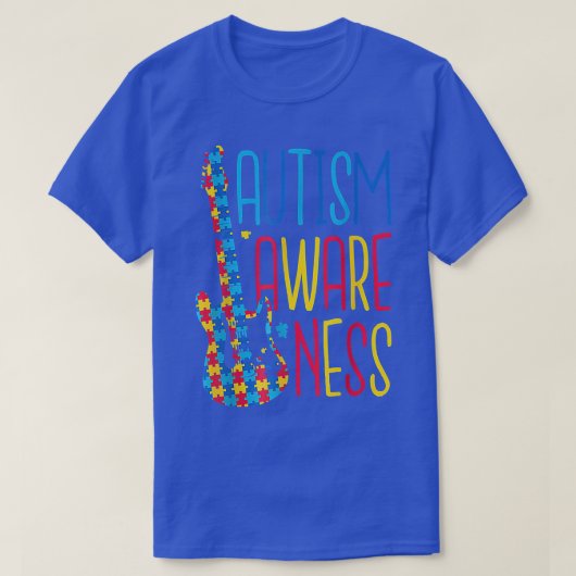 Puzzle Guitar Autism Awareness Month Men Boys  Tシャツ (デザイン正面)