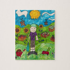 Puzzle: Harvest Time At Farm With Boy Farmer ジグソーパズル