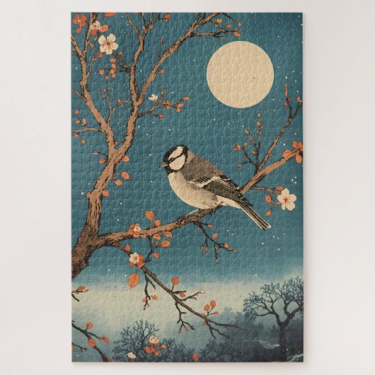 Puzzle - Moonlit Bird on Blossom Branch ジグソーパズル (縦)