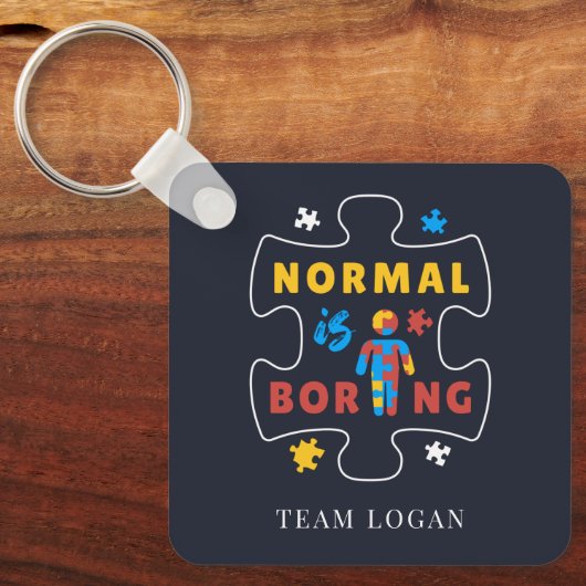 Puzzle Piece Normal is Boring Autism Awareness キーホルダー (正面)