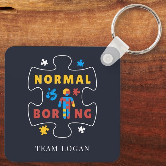 Puzzle Piece Normal is Boring Autism Awareness キーホルダー (裏面)