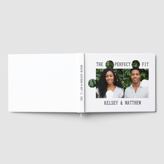 Puzzle Piece Photo Perfect Fit Wedding ゲストブック (全面)