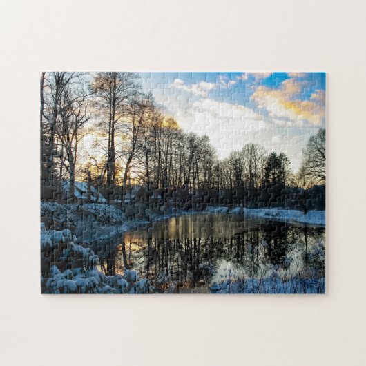 Puzzle “Reflejos de invierno en Bispingen” ジグソーパズル (横)