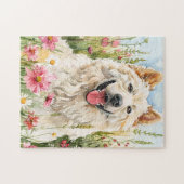 Puzzle – Samoyed Watercolor Jigsaw for Dog Fans ジグソーパズル (横)