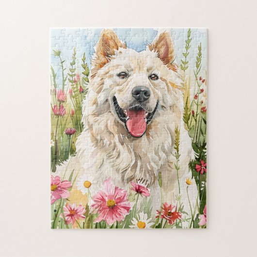 Puzzle – Samoyed Watercolor Jigsaw for Dog Fans ジグソーパズル (縦)