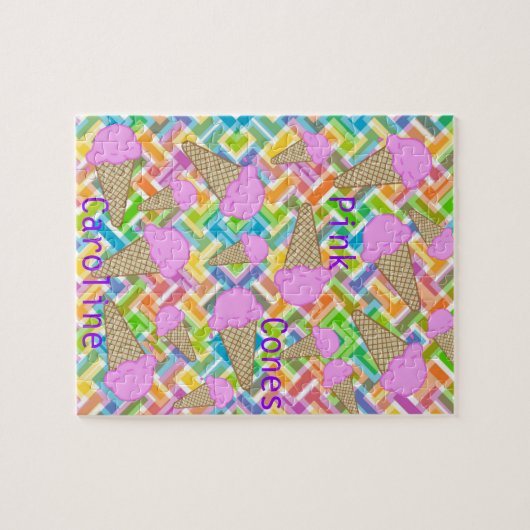 Puzzles Chevron Pink Ice Cream Cones ジグソーパズル (横)