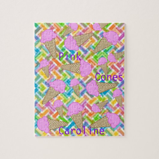 Puzzles Chevron Pink Ice Cream Cones ジグソーパズル (縦)