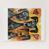 Puzzles Dog Red Hearts Happy Valentine's Day ジグソーパズル (横)