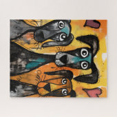 Puzzles Dog Red Hearts Happy Valentine's Day  ジグソーパズル (横)