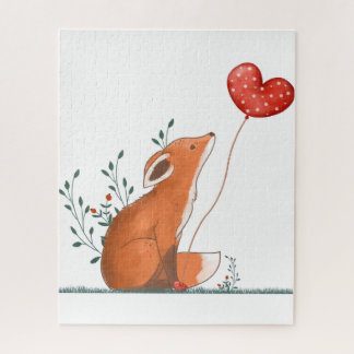 Puzzles Foxy Red Hearts Happy Valentine's Day  ジグソーパズル